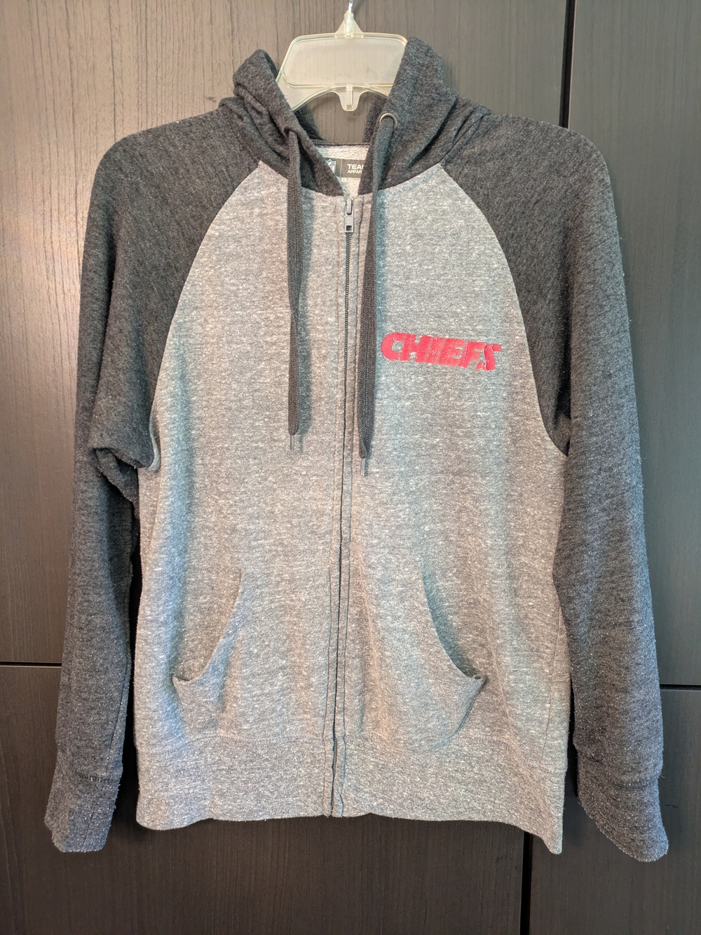 NFL KC Chiefs Gray Two-Tone Zip Hoodie Sweatshirt Sz S